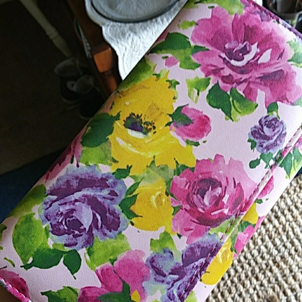 Payless covered in roses wallet